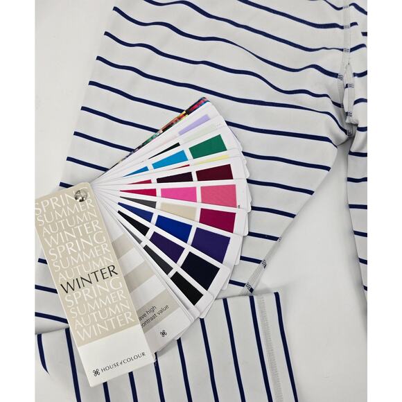 KIAVA Clothing 
Blue and White Striped Lux Cropped - Picture 5 of 7